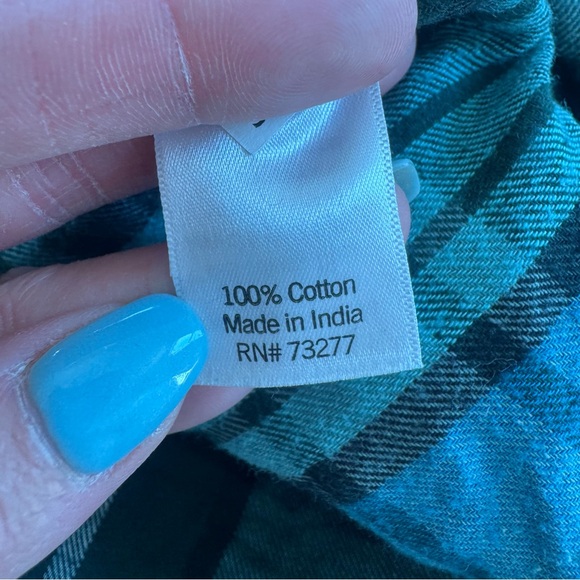 Sonoma Goods for Life Green Plaid Flannel Shirt Button Up 100% Cotton PL Petite - Picture 6 of 9